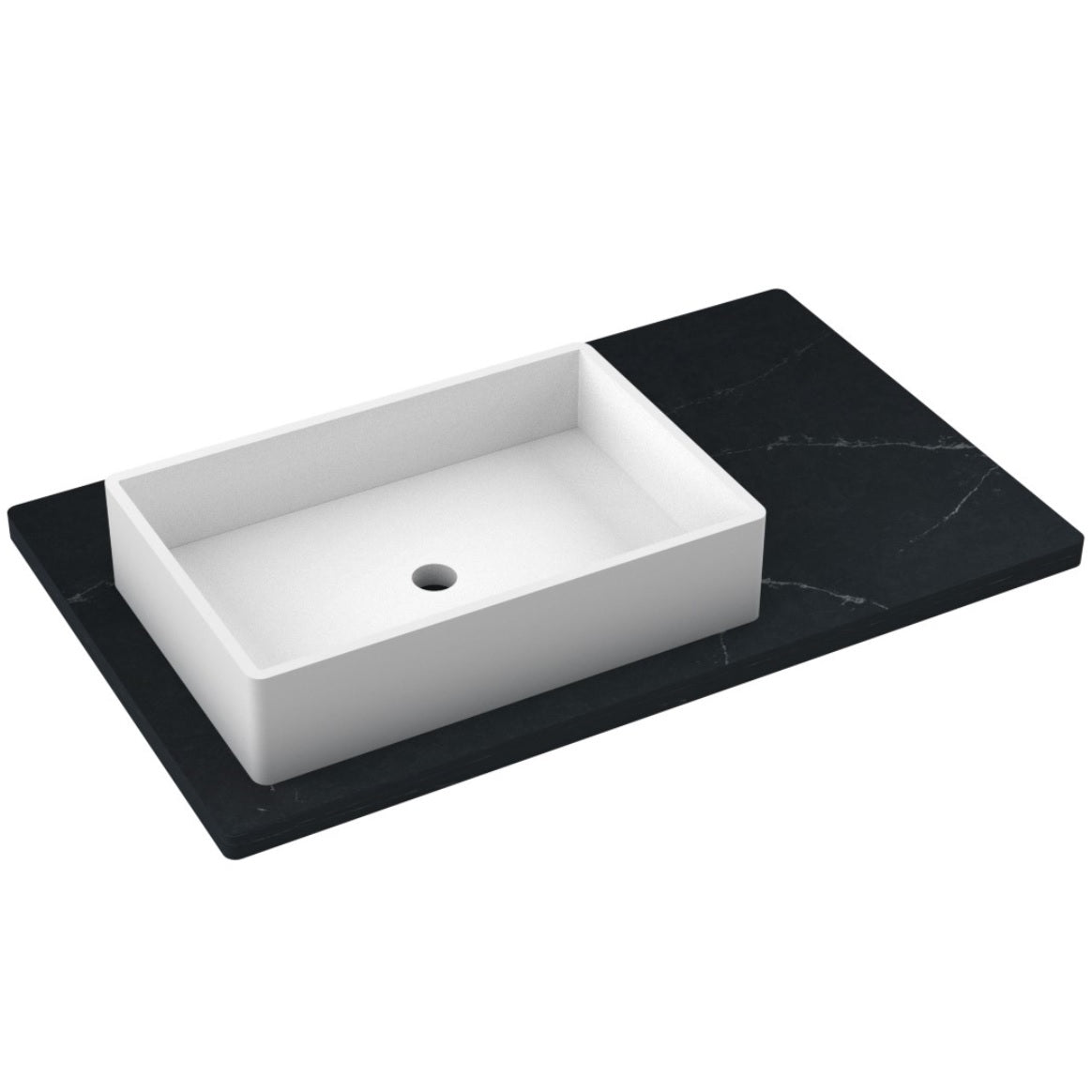 Vanderloc 37&quot; Silestone® Quartz Vanity Top Single Vigo Left Offset Sink – Eternal Charcoal – Widespread – Not Included