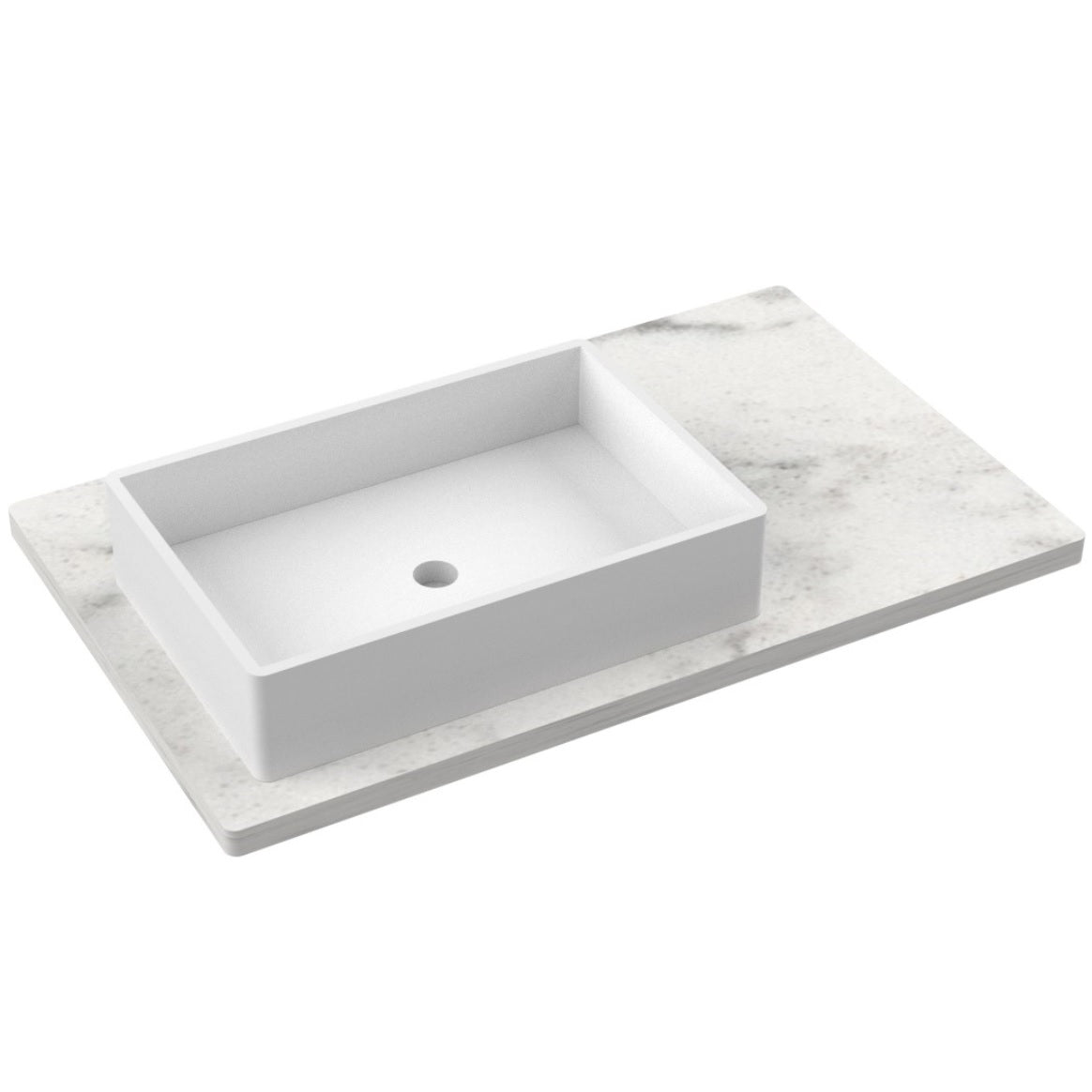 Vanderloc 37&quot; Silestone® Quartz Vanity Top Single Vigo Left Offset Sink – Helix – Widespread – Not Included