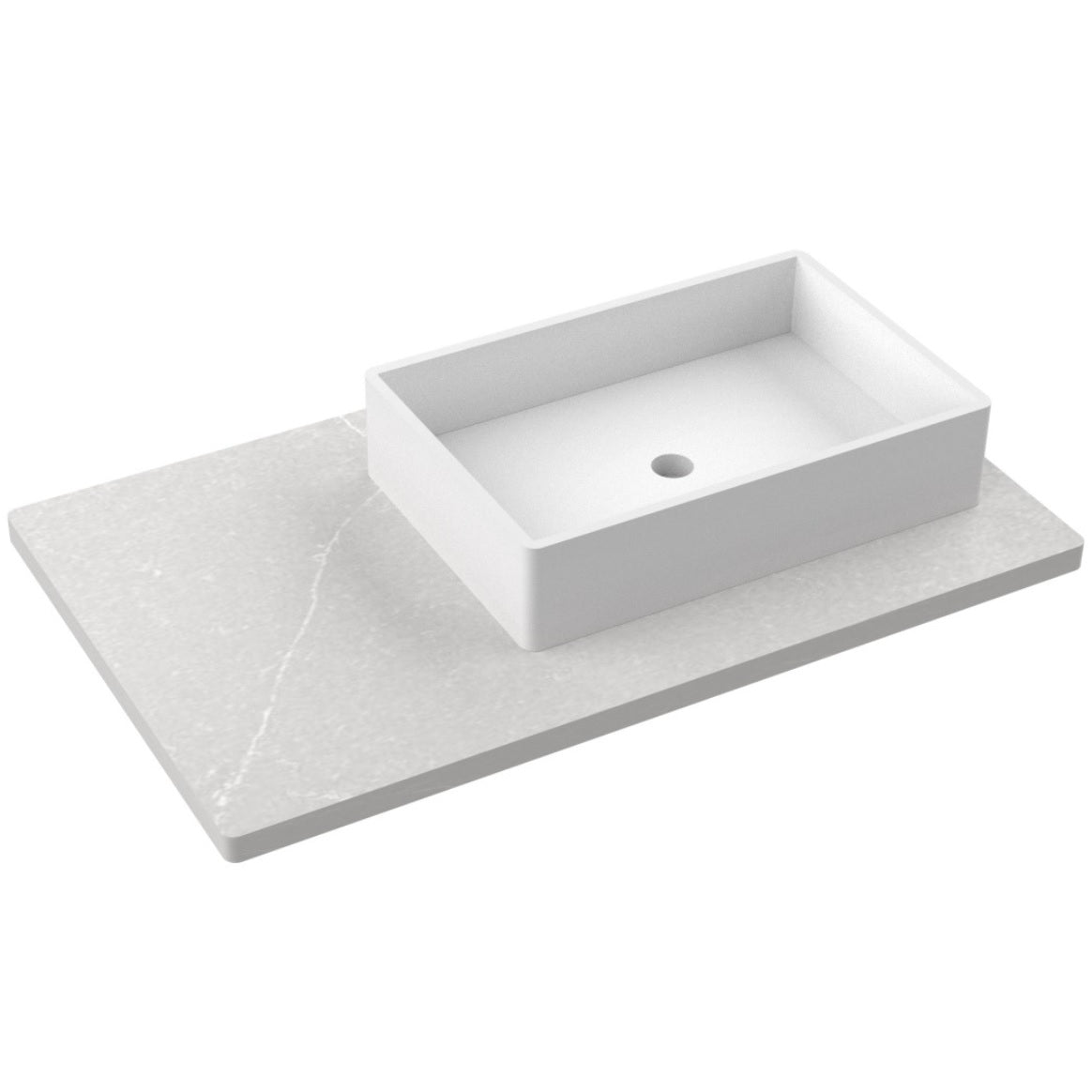 Vanderloc 37&quot; Silestone® Quartz Vanity Top Single Vigo Right Offset Sink – Desert Silver – No Hole – Not Included