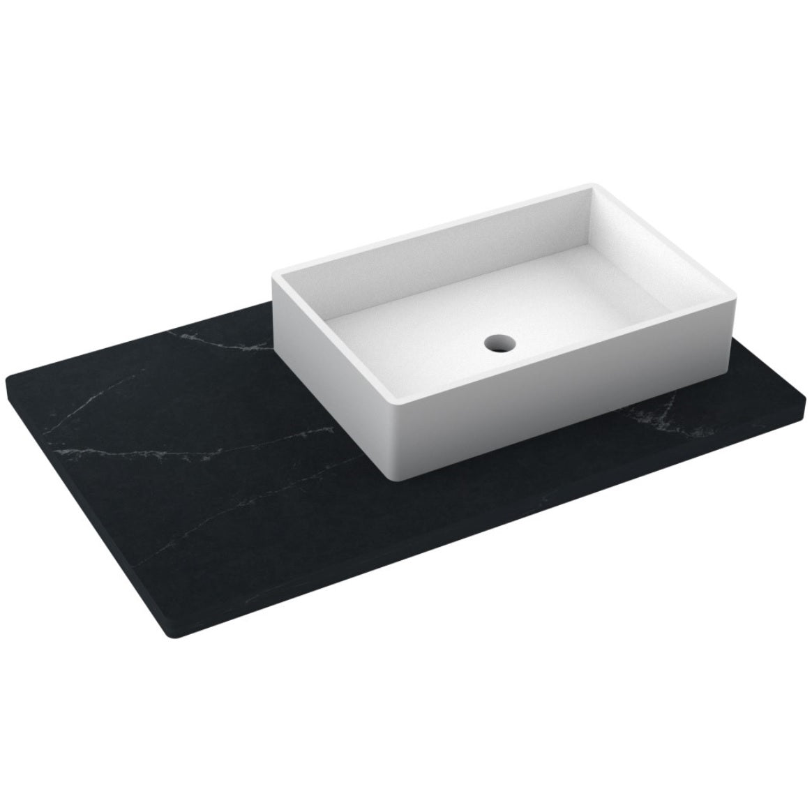 Vanderloc 37&quot; Silestone® Quartz Vanity Top Single Vigo Right Offset Sink – Eternal Charcoal – No Hole – Not Included