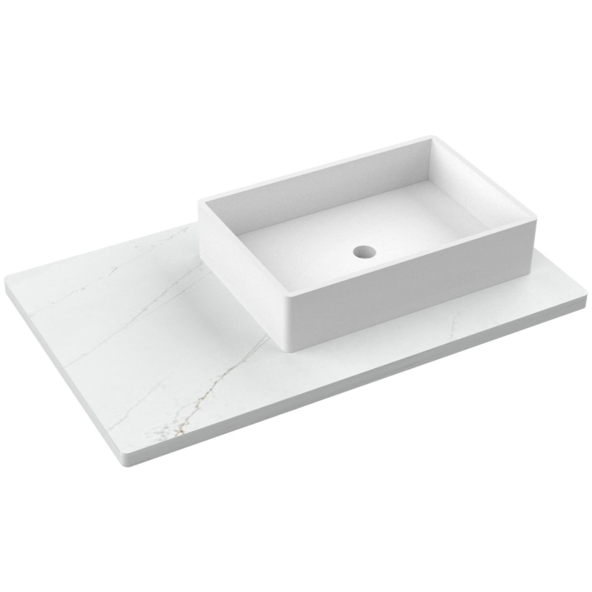Vanderloc 37&quot; Silestone® Quartz Vanity Top Single Vigo Right Offset Sink – Ethereal Glow – No Hole – Not Included