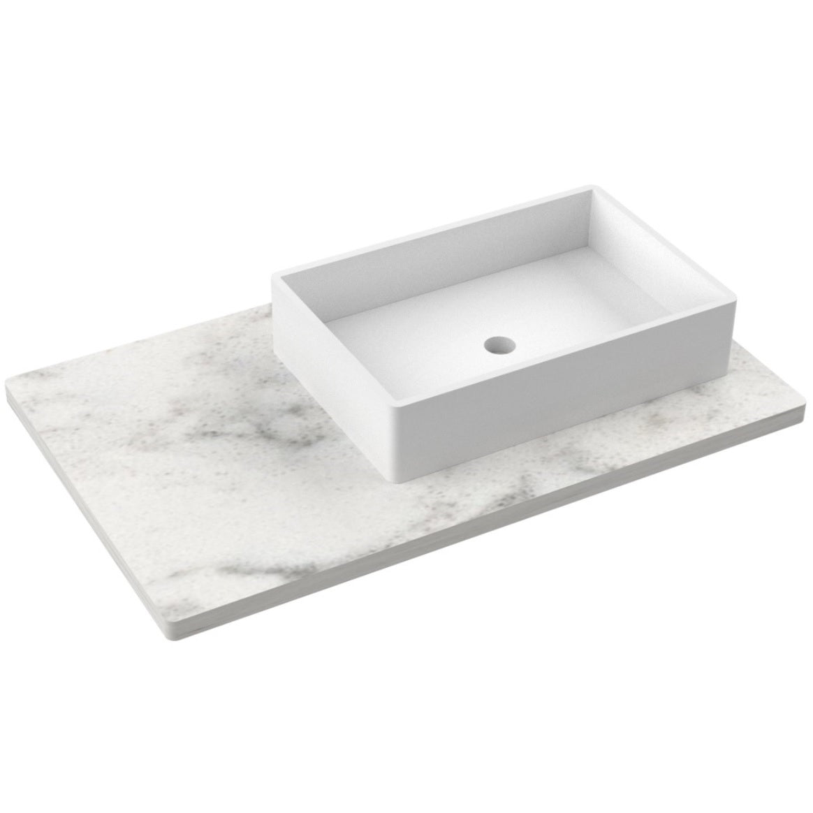 Vanderloc 37&quot; Silestone® Quartz Vanity Top Single Vigo Right Offset Sink – Helix – No Hole – Not Included