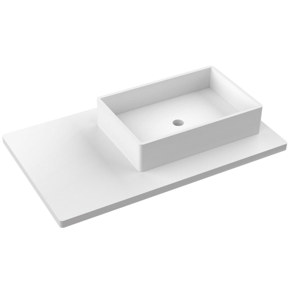 Vanderloc 37&quot; Silestone® Quartz Vanity Top Single Vigo Right Offset Sink – White Zeus – No Hole – Not Included