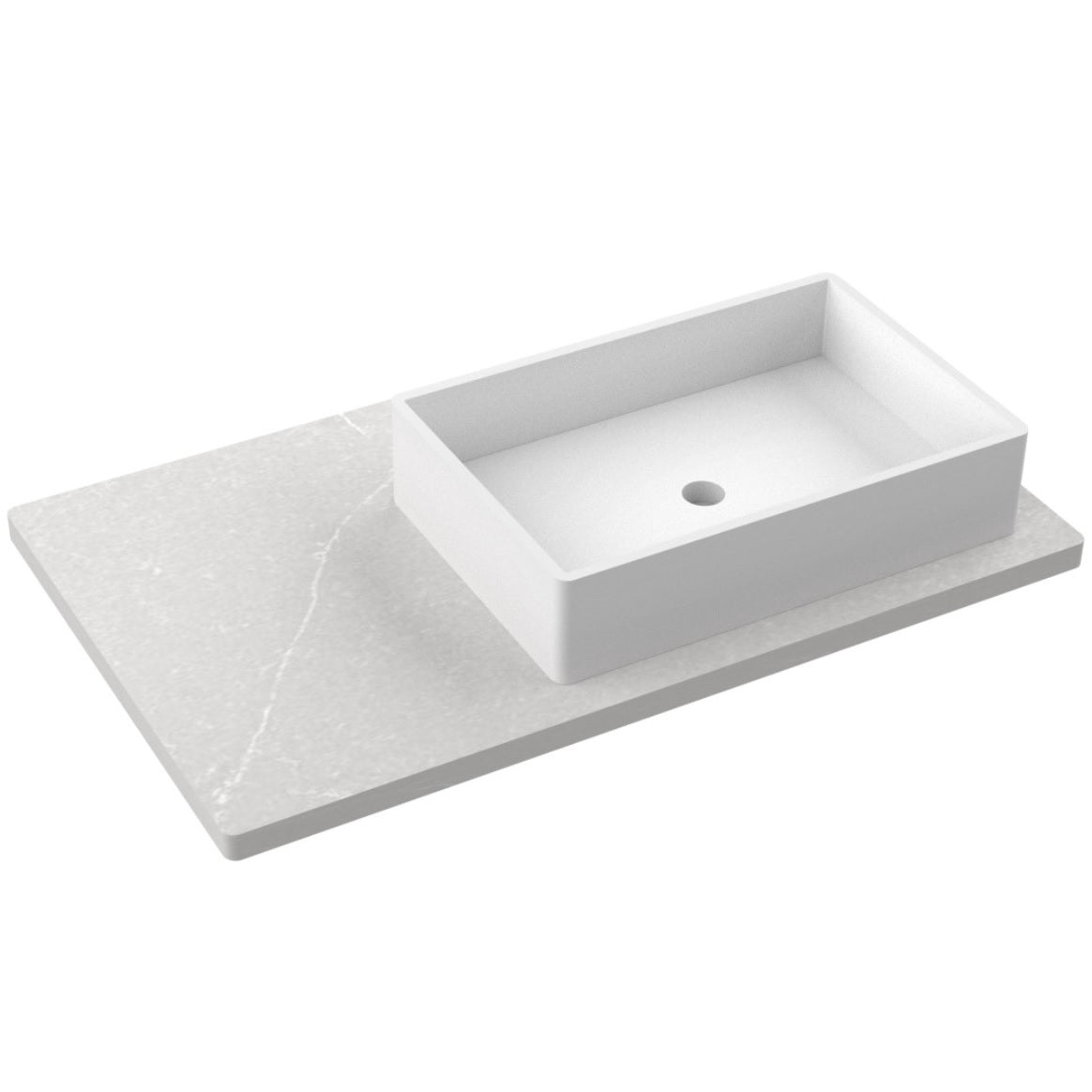 Vanderloc 37" Silestone® Quartz Vanity Top Single Vigo Right Offset Sink – Desert Silver – Single Hole – Not Included