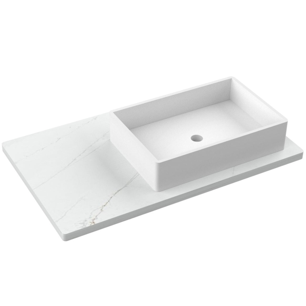 Vanderloc 37&quot; Silestone® Quartz Vanity Top Single Vigo Right Offset Sink – Ethereal Glow – Single Hole – Not Included