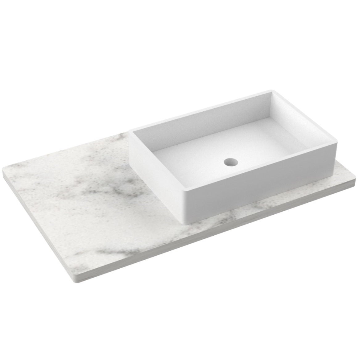 Vanderloc 37&quot; Silestone® Quartz Vanity Top Single Vigo Right Offset Sink – Helix – Single Hole – Not Included
