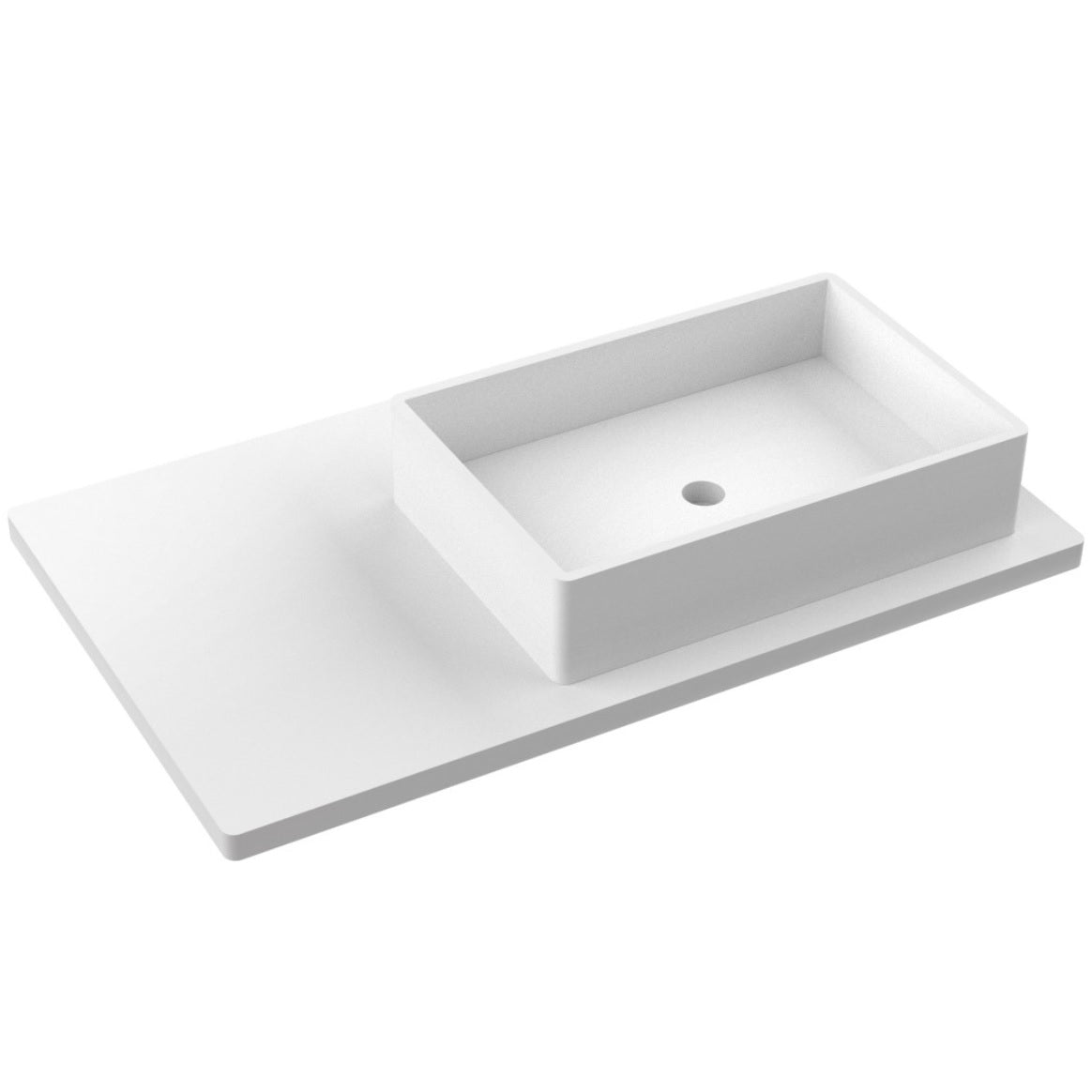 Vanderloc 37&quot; Silestone® Quartz Vanity Top Single Vigo Right Offset Sink – White Zeus – Single Hole – Not Included