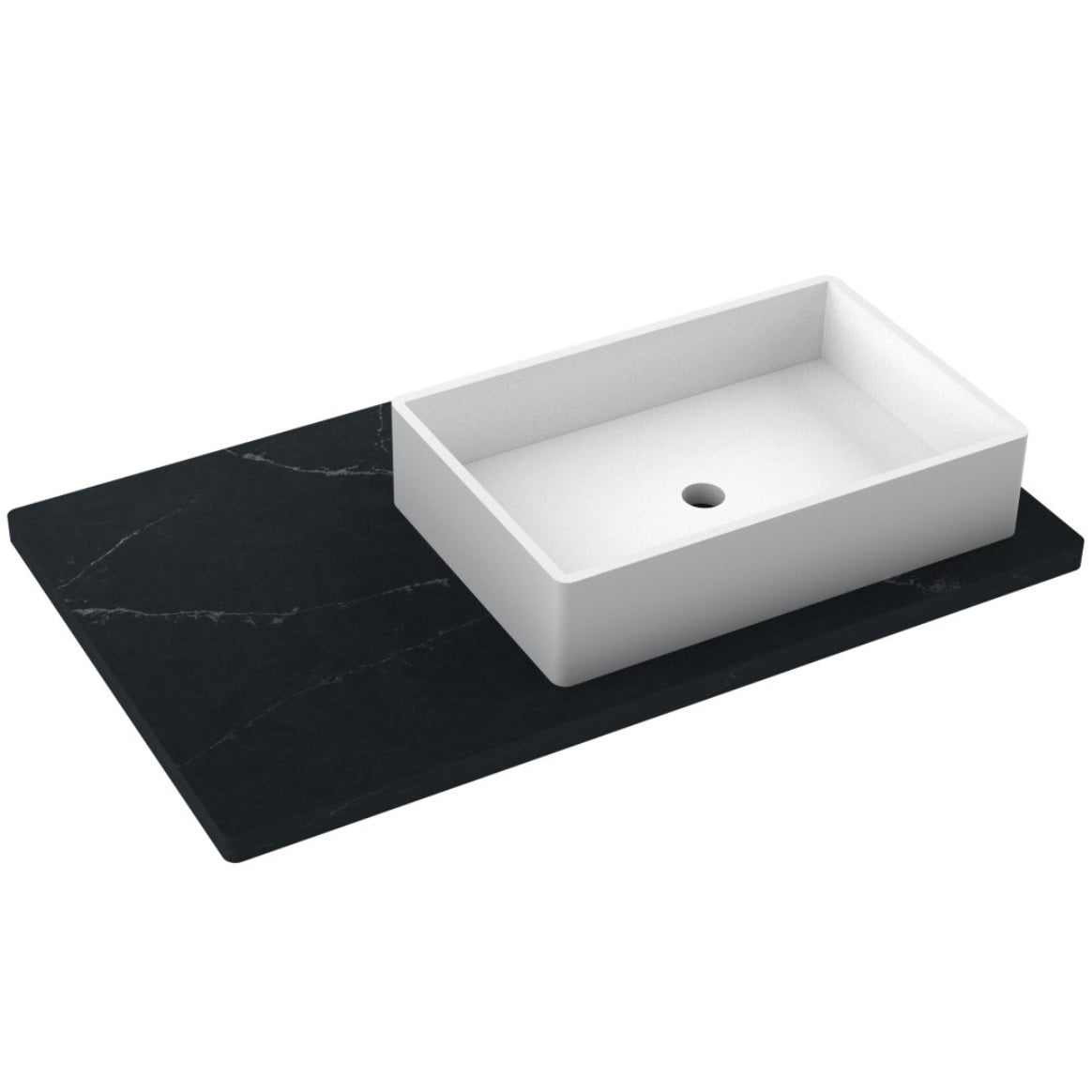 Vanderloc 37&quot; Silestone® Quartz Vanity Top Single Vigo Right Offset Sink – Eternal Charcoal – Widespread – Not Included