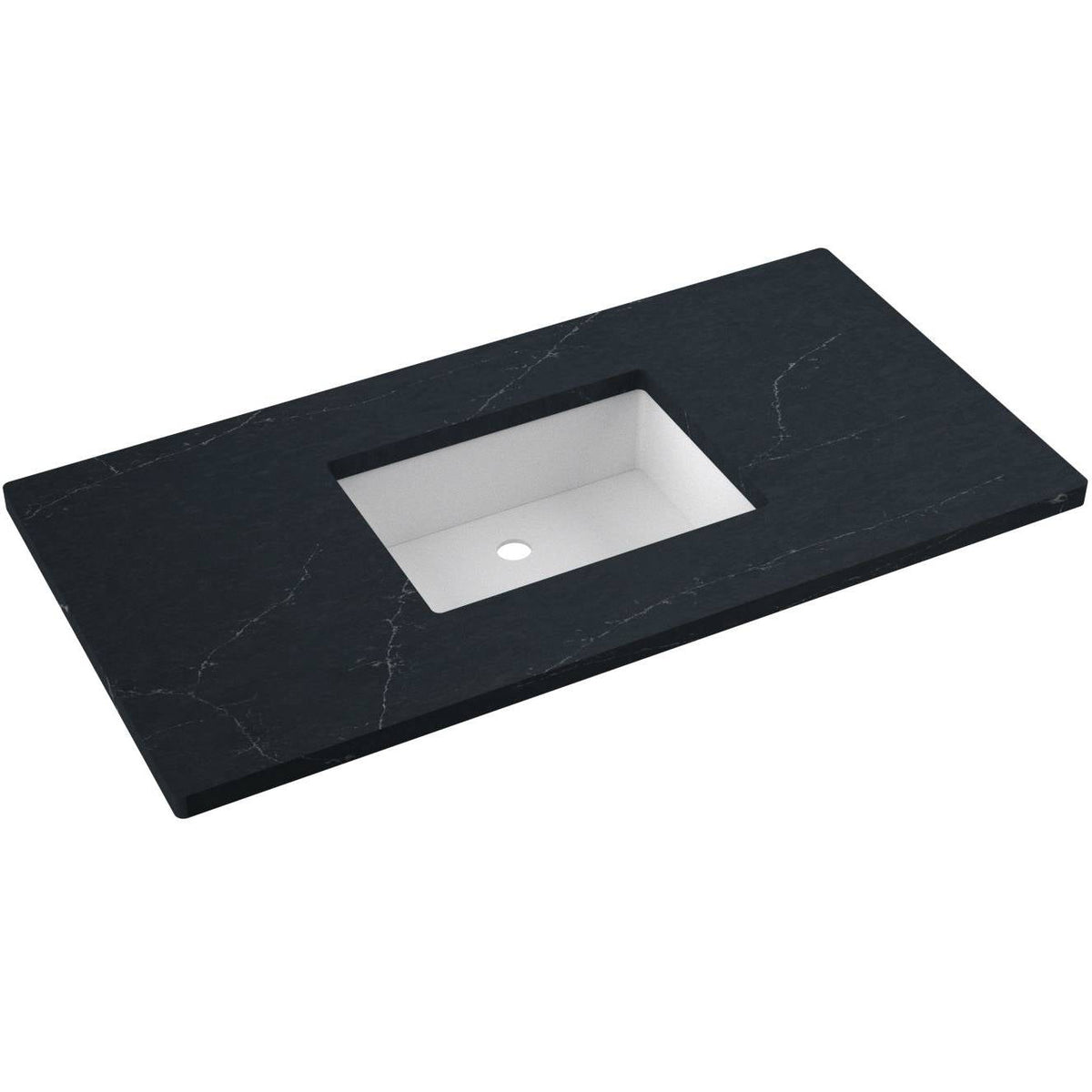 Vanderloc 43&quot; Silestone® Quartz Vanity Top Single Rectangle Centered Sink – Eternal Charcoal – No Hole – Not Included