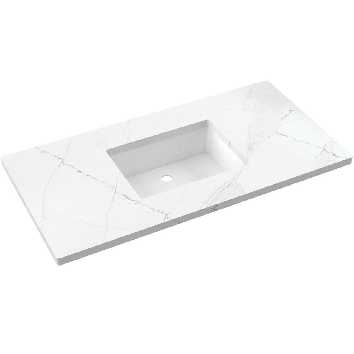 Vanderloc 43&quot; Silestone® Quartz Vanity Top Single Rectangle Centered Sink – Ethereal Glow – No Hole – Not Included