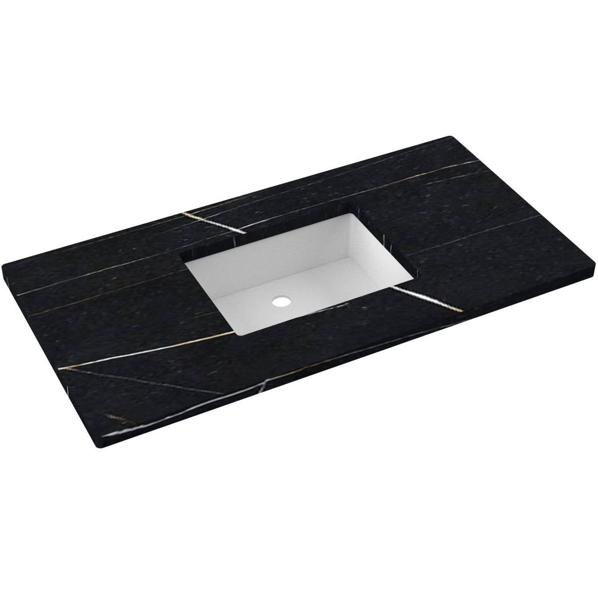Vanderloc 43&quot; Silestone® Quartz Vanity Top Single Rectangle Centered Sink – Eternal Noir – No Hole – Not Included
