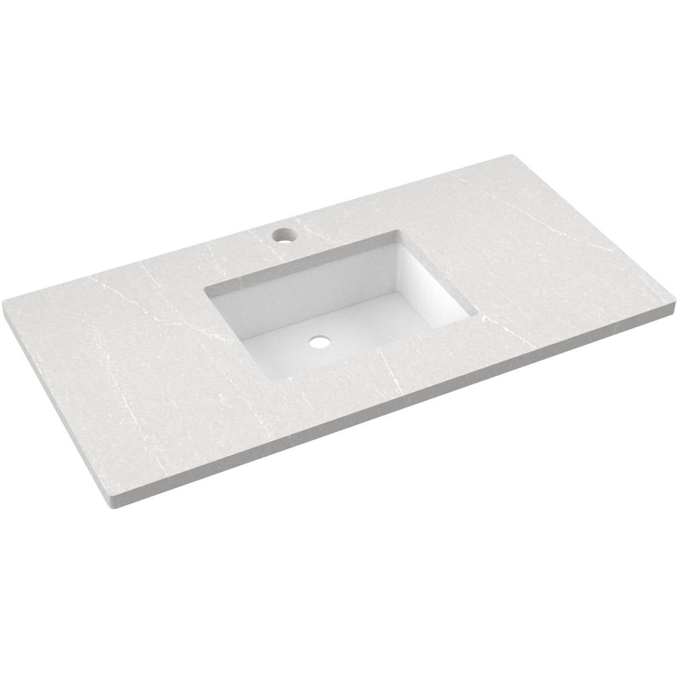 Vanderloc 43" Silestone® Quartz Vanity Top Single Rectangle Centered Sink – Desert Silver – Single Hole – Not Included