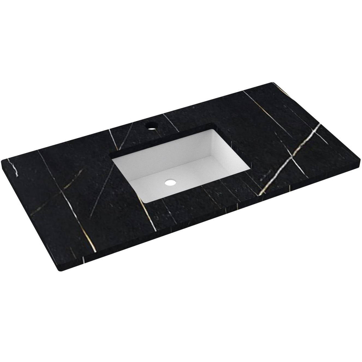 Vanderloc 43&quot; Silestone® Quartz Vanity Top Single Rectangle Centered Sink – Eternal Noir – Single Hole – Not Included