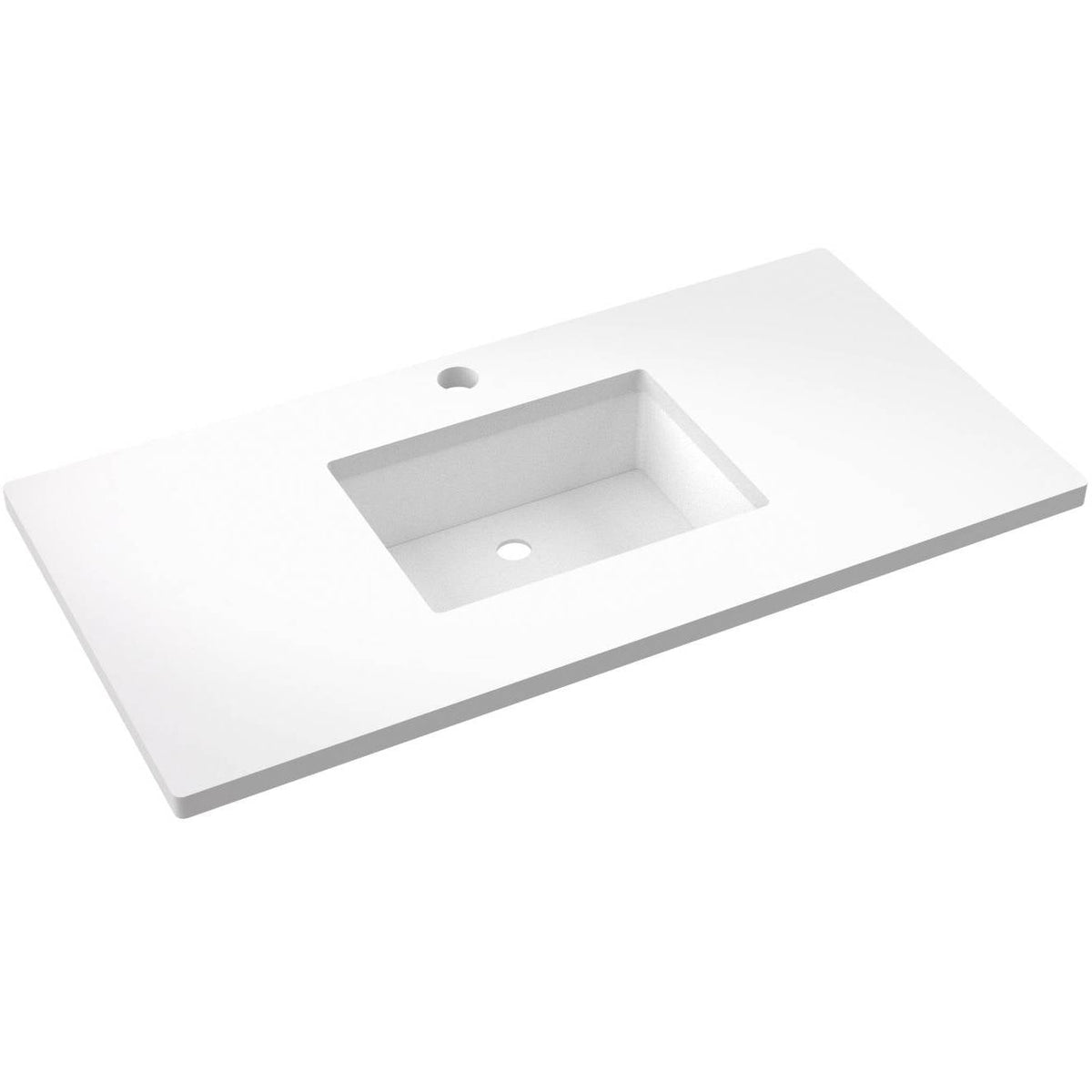 Vanderloc 43&quot; Silestone® Quartz Vanity Top Single Rectangle Centered Sink – White Zeus – Single Hole – Not Included