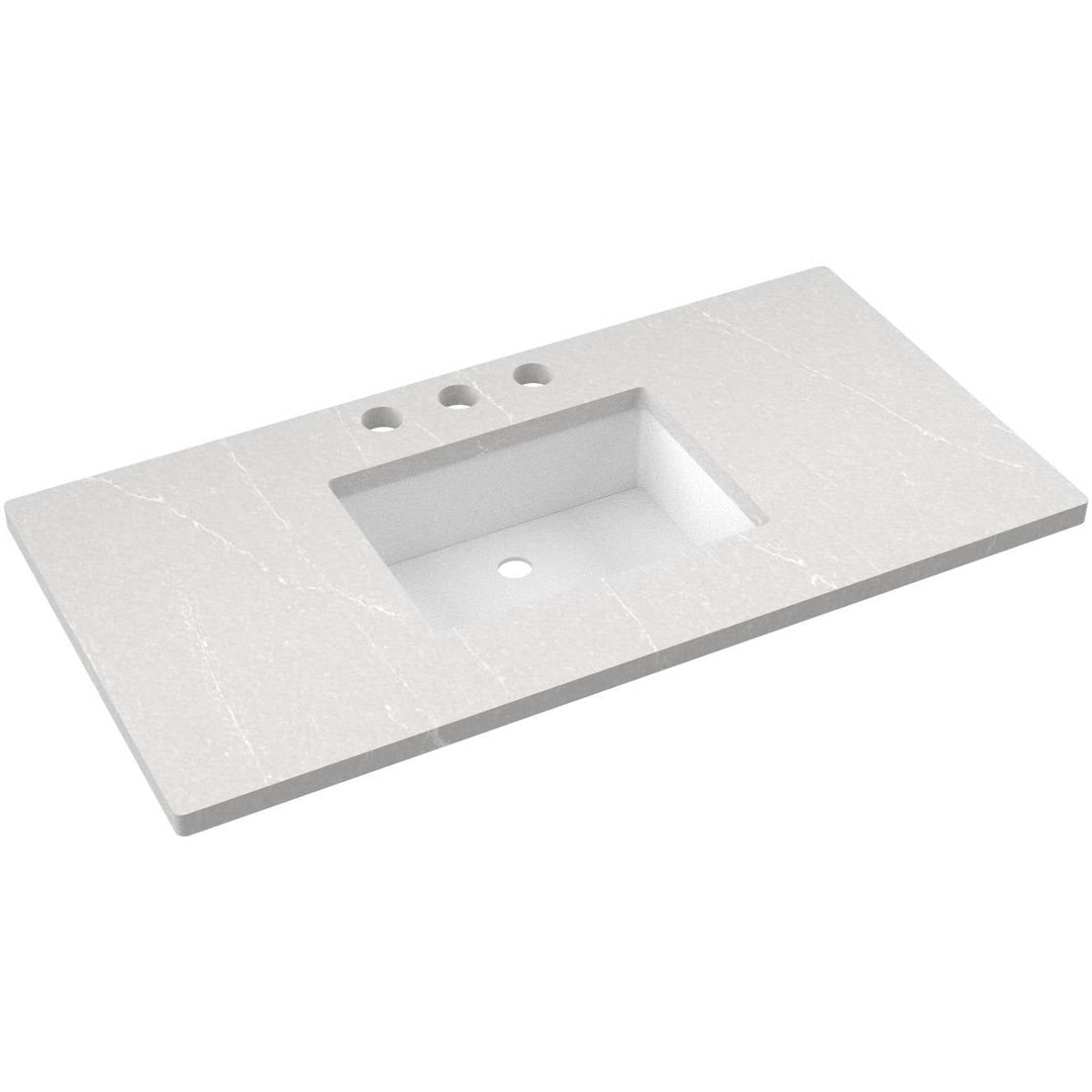 Vanderloc 43&quot; Silestone® Quartz Vanity Top Single Rectangle Centered Sink – Desert Silver – Widespread – Not Included