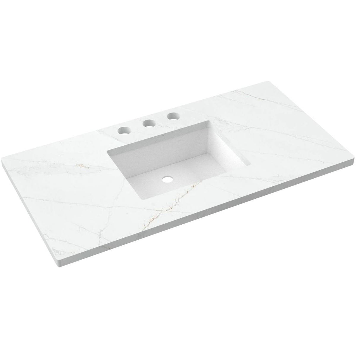 Vanderloc 43&quot; Silestone® Quartz Vanity Top Single Rectangle Centered Sink – Ethereal Glow – Widespread – Not Included