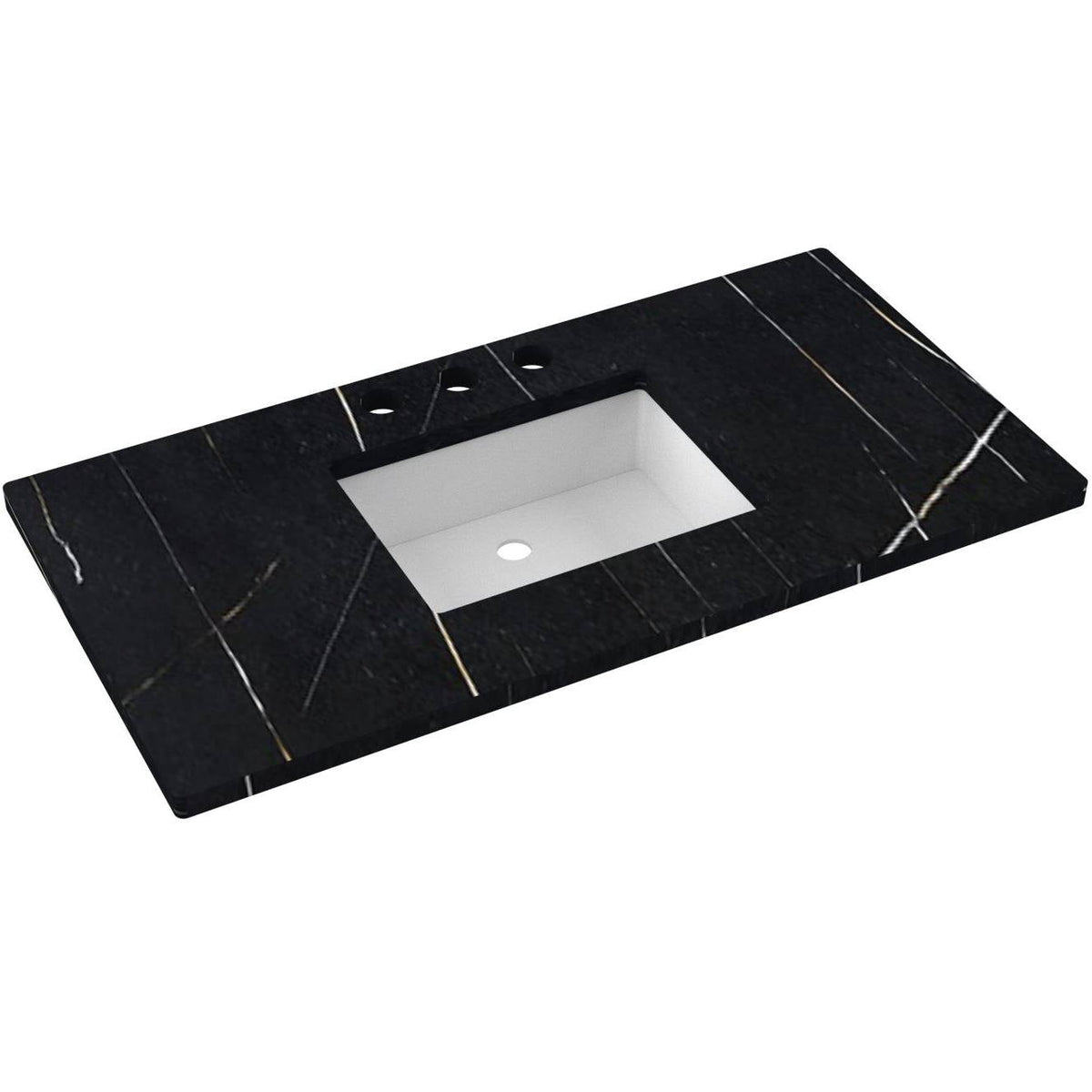 Vanderloc 43&quot; Silestone® Quartz Vanity Top Single Rectangle Centered Sink – Eternal Noir – Widespread – Not Included