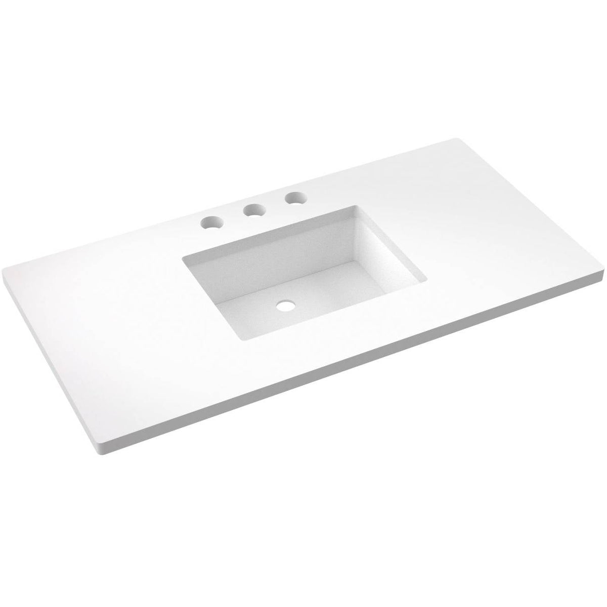 Vanderloc 43&quot; Silestone® Quartz Vanity Top Single Rectangle Centered Sink – White Zeus – Widespread – Not Included