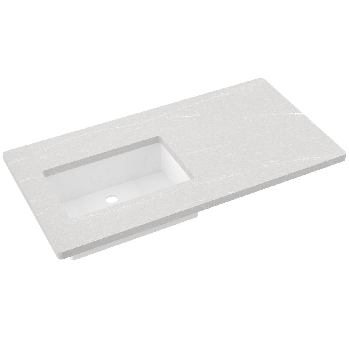 Vanderloc 43&quot; Silestone® Quartz Vanity Top Single Rectangle Left Offset Sink – Desert Silver – No Hole – Not Included