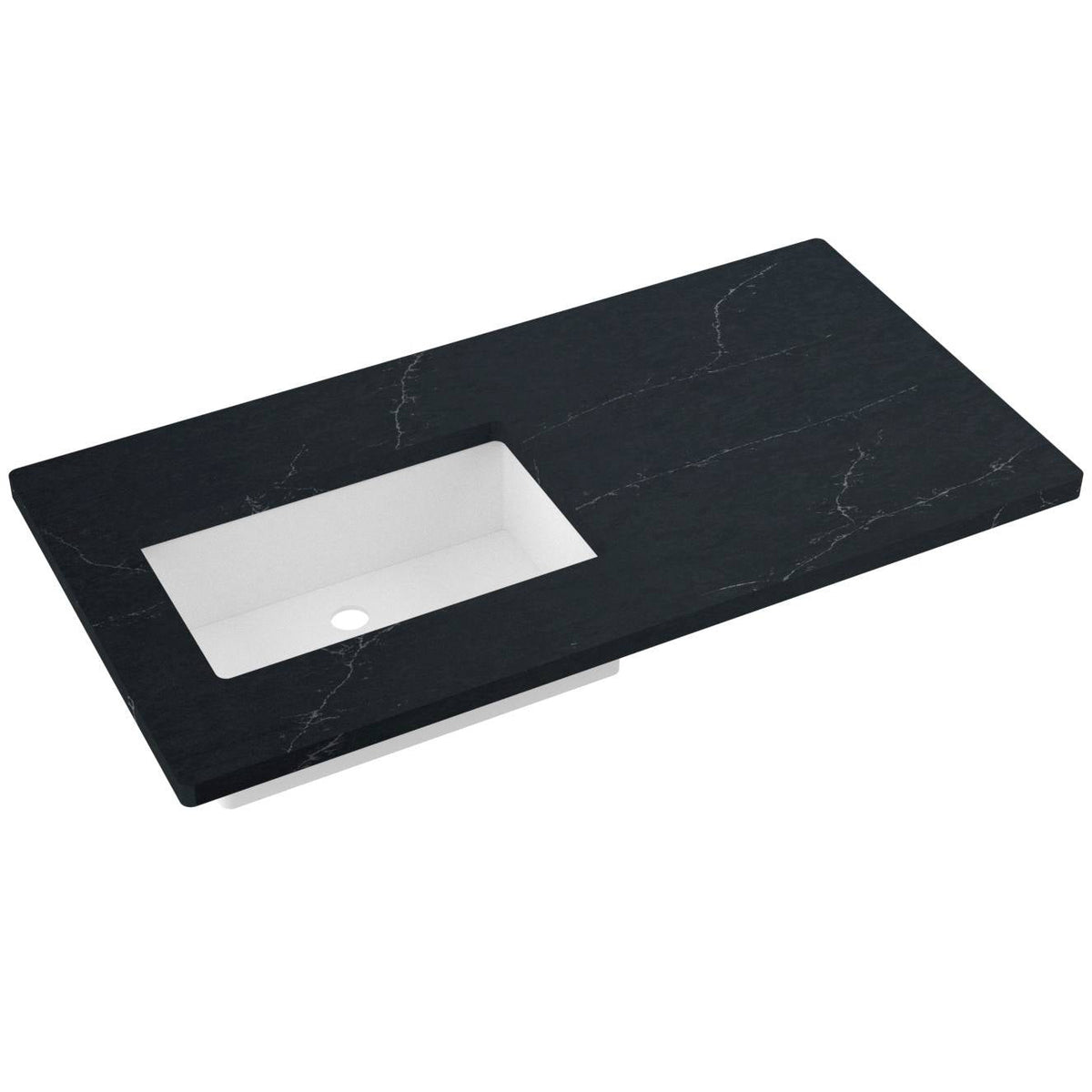 Vanderloc 43&quot; Silestone® Quartz Vanity Top Single Rectangle Left Offset Sink – Eternal Charcoal – No Hole – Not Included