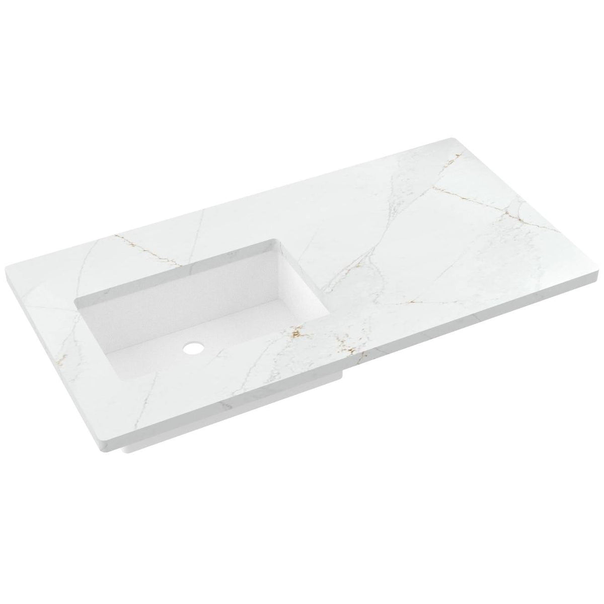 Vanderloc 43&quot; Silestone® Quartz Vanity Top Single Rectangle Left Offset Sink – Ethereal Glow – No Hole – Not Included