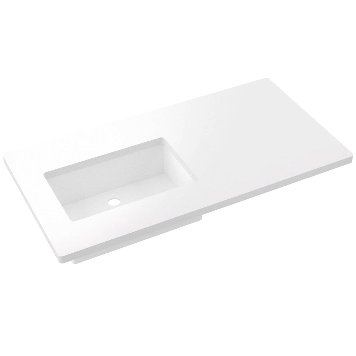 Vanderloc 43&quot; Silestone® Quartz Vanity Top Single Rectangle Left Offset Sink – White Zeus – No Hole – Not Included