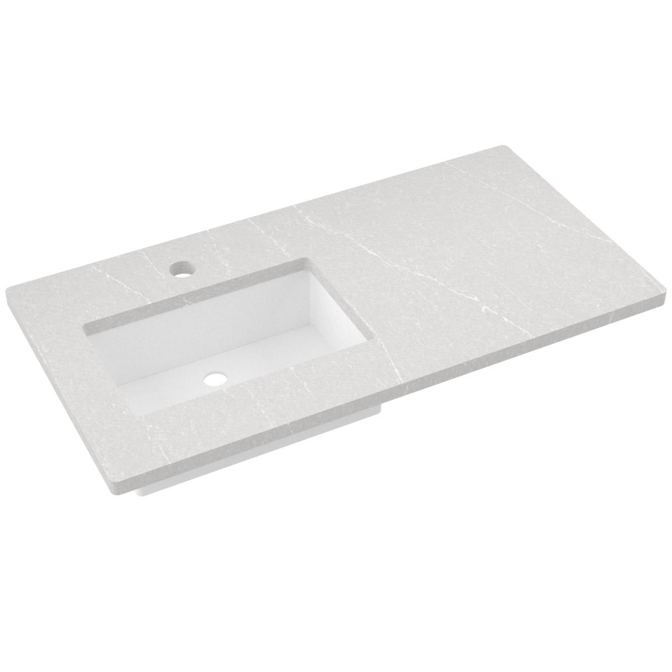 Vanderloc 43" Silestone® Quartz Vanity Top Single Rectangle Left Offset Sink – Desert Silver – Single Hole – Not Included