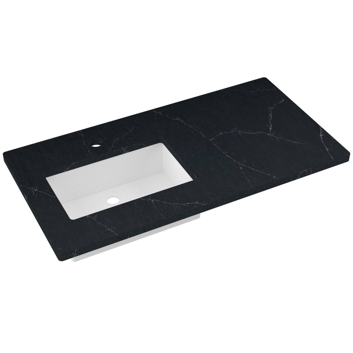 Vanderloc 43&quot; Silestone® Quartz Vanity Top Single Rectangle Left Offset Sink – Eternal Charcoal – Single Hole – Not Included