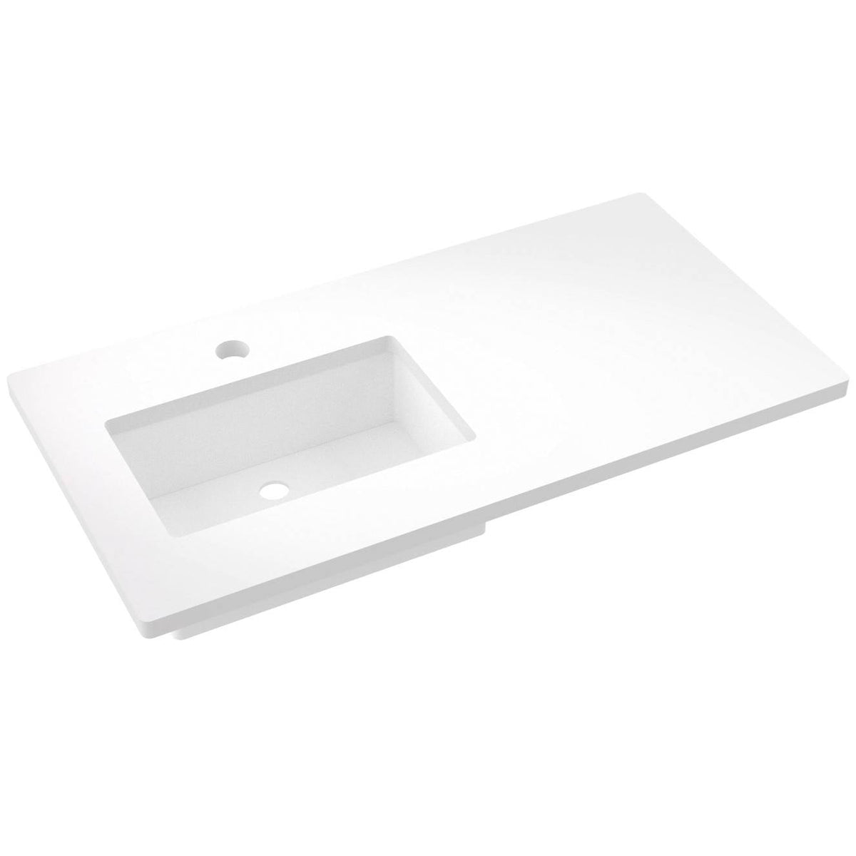 Vanderloc 43&quot; Silestone® Quartz Vanity Top Single Rectangle Left Offset Sink – White Zeus – Single Hole – Not Included