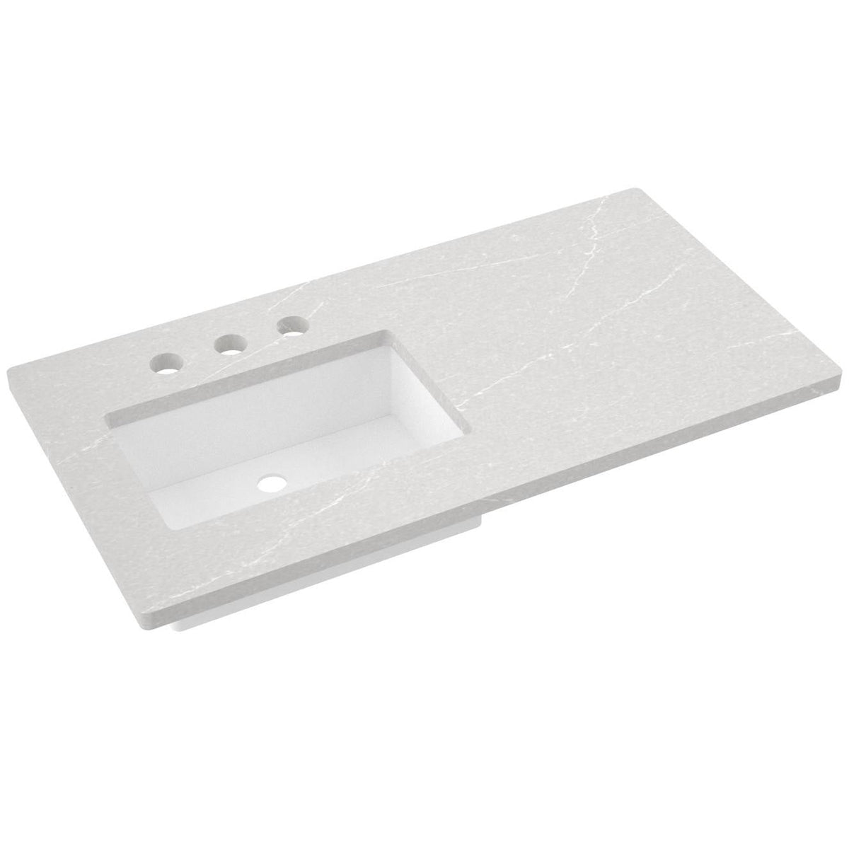 Vanderloc 43&quot; Silestone® Quartz Vanity Top Single Rectangle Left Offset Sink – Desert Silver – Widespread – Not Included