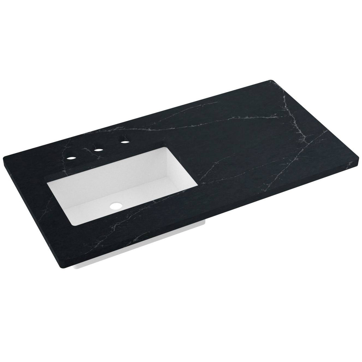 Vanderloc 43&quot; Silestone® Quartz Vanity Top Single Rectangle Left Offset Sink – Eternal Charcoal – Widespread – Not Included