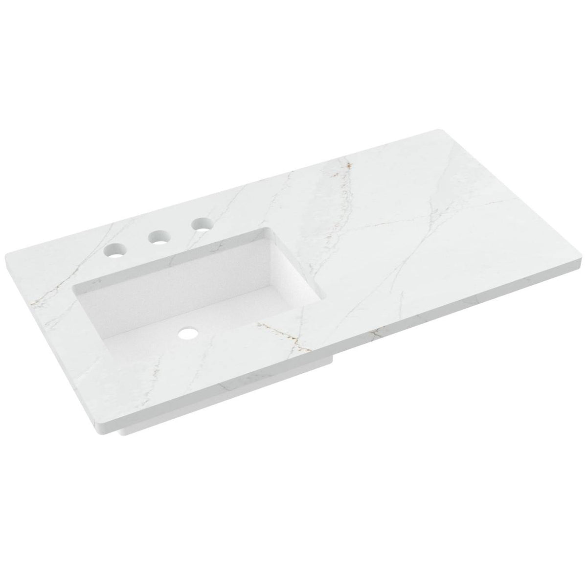 Vanderloc 43&quot; Silestone® Quartz Vanity Top Single Rectangle Left Offset Sink – Ethereal Glow – Widespread – Not Included
