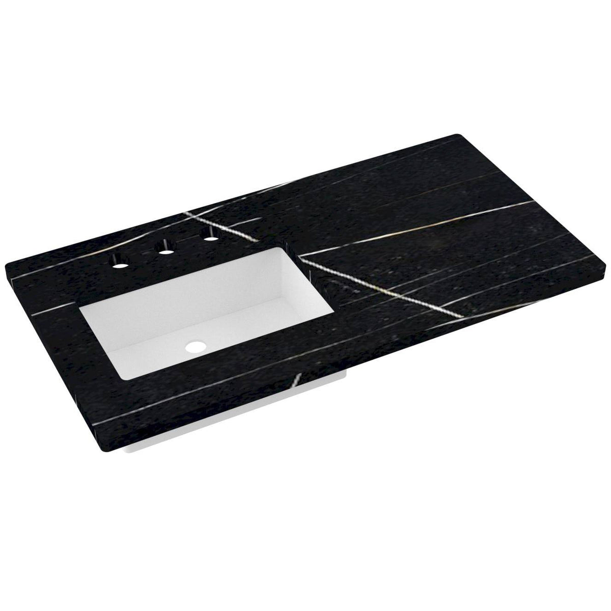 Vanderloc 43&quot; Silestone® Quartz Vanity Top Single Rectangle Left Offset Sink – Eternal Noir – Widespread – Not Included