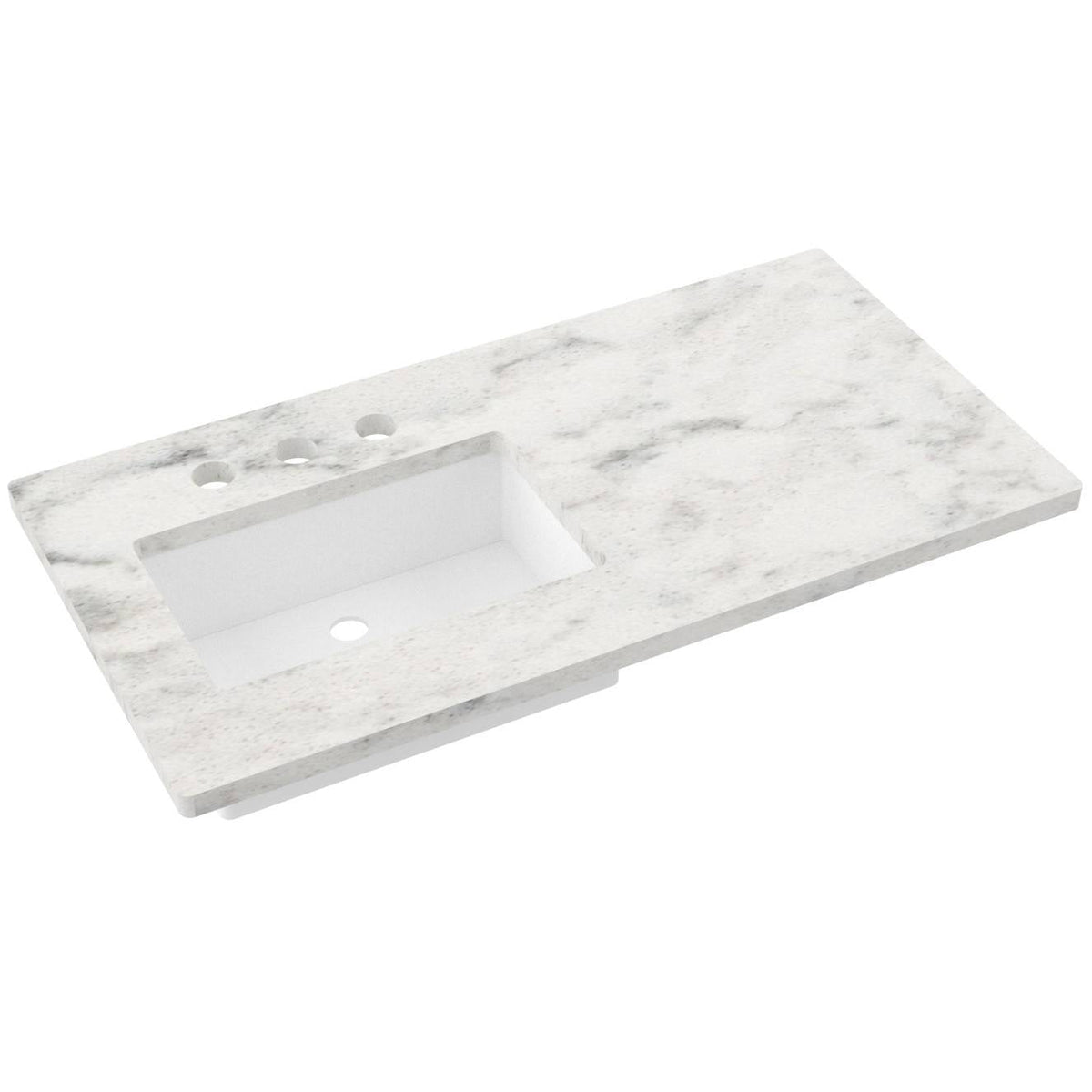 Vanderloc 43&quot; Silestone® Quartz Vanity Top Single Rectangle Left Offset Sink – Helix – Widespread – Not Included