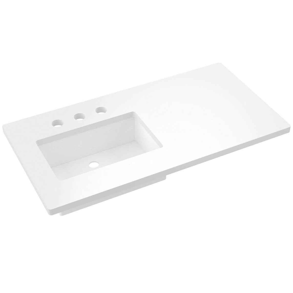 Vanderloc 43&quot; Silestone® Quartz Vanity Top Single Rectangle Left Offset Sink – White Zeus – Widespread – Not Included