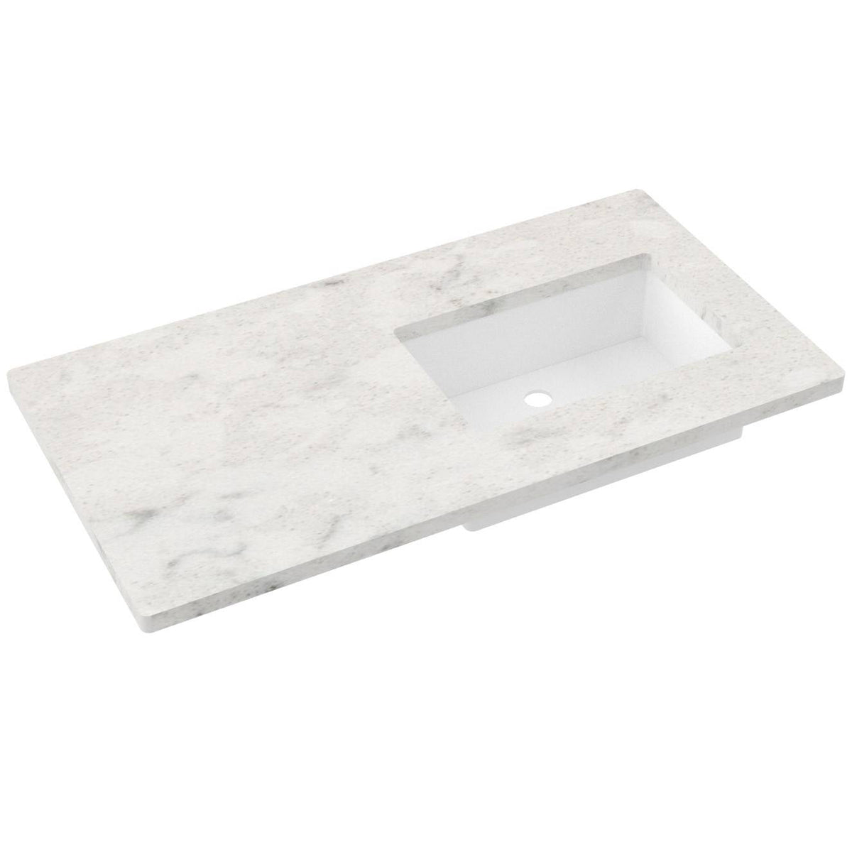 Vanderloc 43&quot; Silestone® Quartz Vanity Top Single Rectangle Right Offset Sink – Helix – No Hole – Not Included