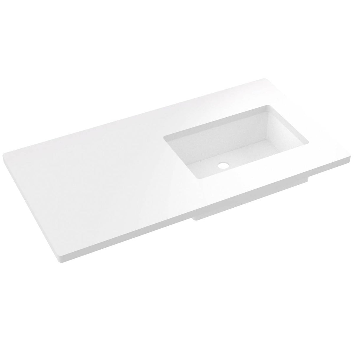 Vanderloc 43&quot; Silestone® Quartz Vanity Top Single Rectangle Right Offset Sink – White Zeus – No Hole – Not Included