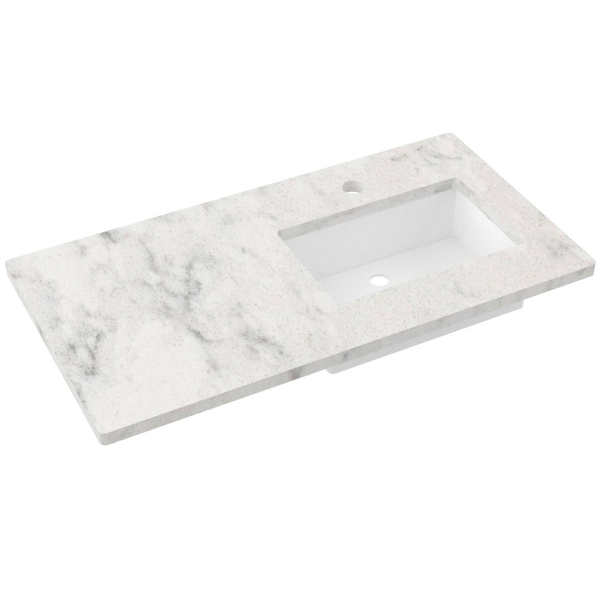 Vanderloc 43&quot; Silestone® Quartz Vanity Top Single Rectangle Right Offset Sink – Helix – Single Hole – Not Included