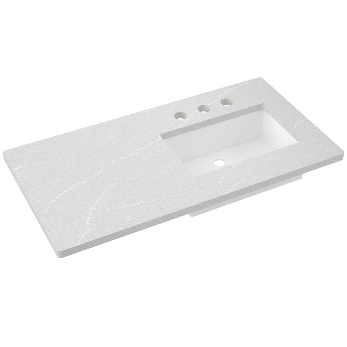 Vanderloc 43&quot; Silestone® Quartz Vanity Top Single Rectangle Right Offset Sink – Desert Silver – Widespread – Not Included