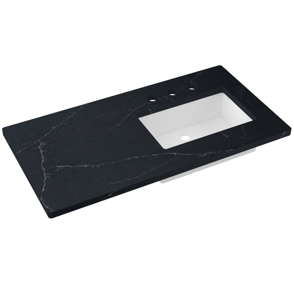 Vanderloc 43&quot; Silestone® Quartz Vanity Top Single Rectangle Right Offset Sink – Eternal Charcoal – Widespread – Not Included