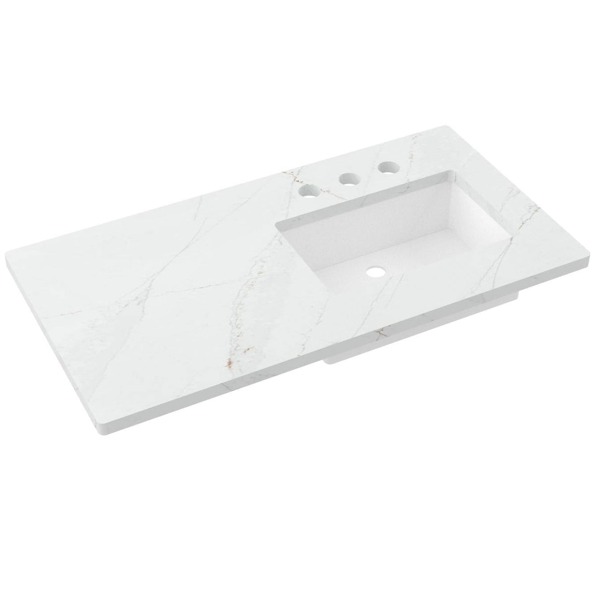 Vanderloc 43&quot; Silestone® Quartz Vanity Top Single Rectangle Right Offset Sink – Ethereal Glow – Widespread – Not Included