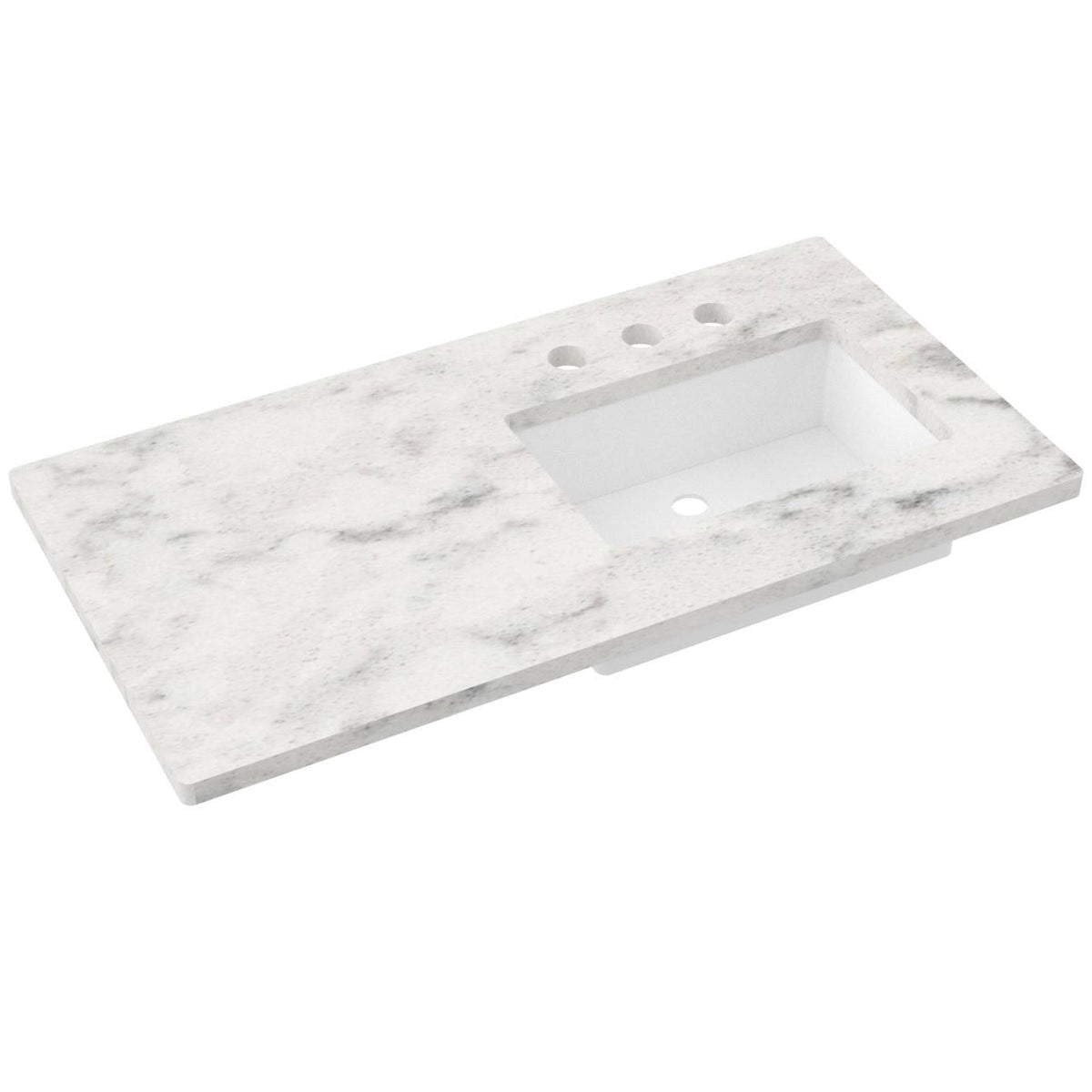 Vanderloc 43&quot; Silestone® Quartz Vanity Top Single Rectangle Right Offset Sink – Helix – Widespread – Not Included