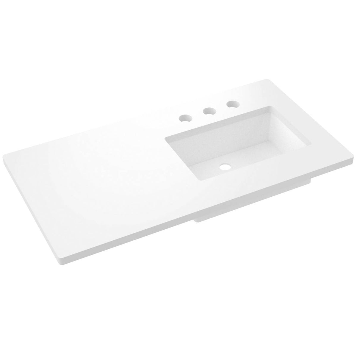 Vanderloc 43&quot; Silestone® Quartz Vanity Top Single Rectangle Right Offset Sink – White Zeus – Widespread – Not Included