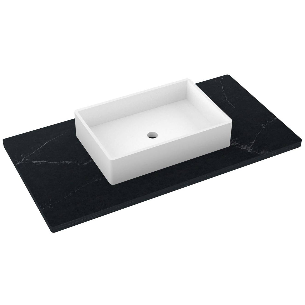 Vanderloc 43&quot; Silestone® Quartz Vanity Top Single Vigo Centered Sink – Eternal Charcoal – No Hole – Not Included