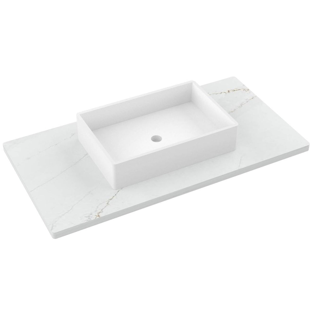 Vanderloc 43&quot; Silestone® Quartz Vanity Top Single Vigo Centered Sink – Ethereal Glow – No Hole – Not Included