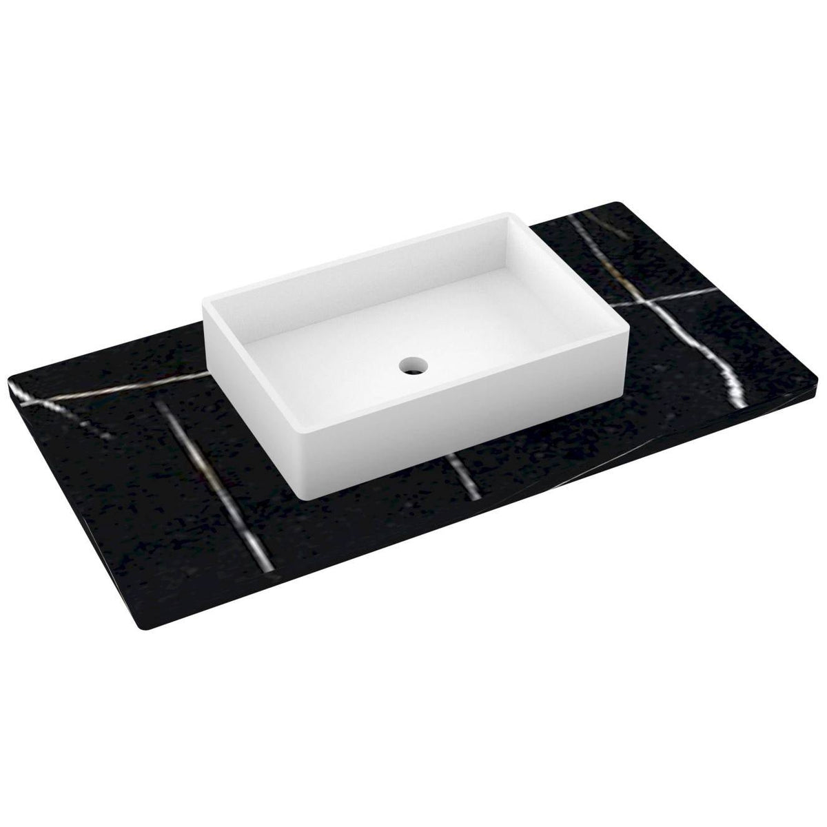Vanderloc 43&quot; Silestone® Quartz Vanity Top Single Vigo Centered Sink – Eternal Noir – No Hole – Not Included