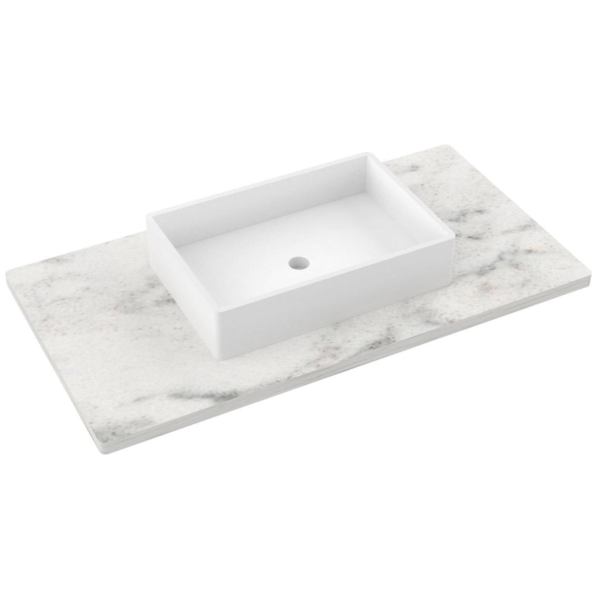 Vanderloc 43&quot; Silestone® Quartz Vanity Top Single Vigo Centered Sink – Helix – No Hole – Not Included