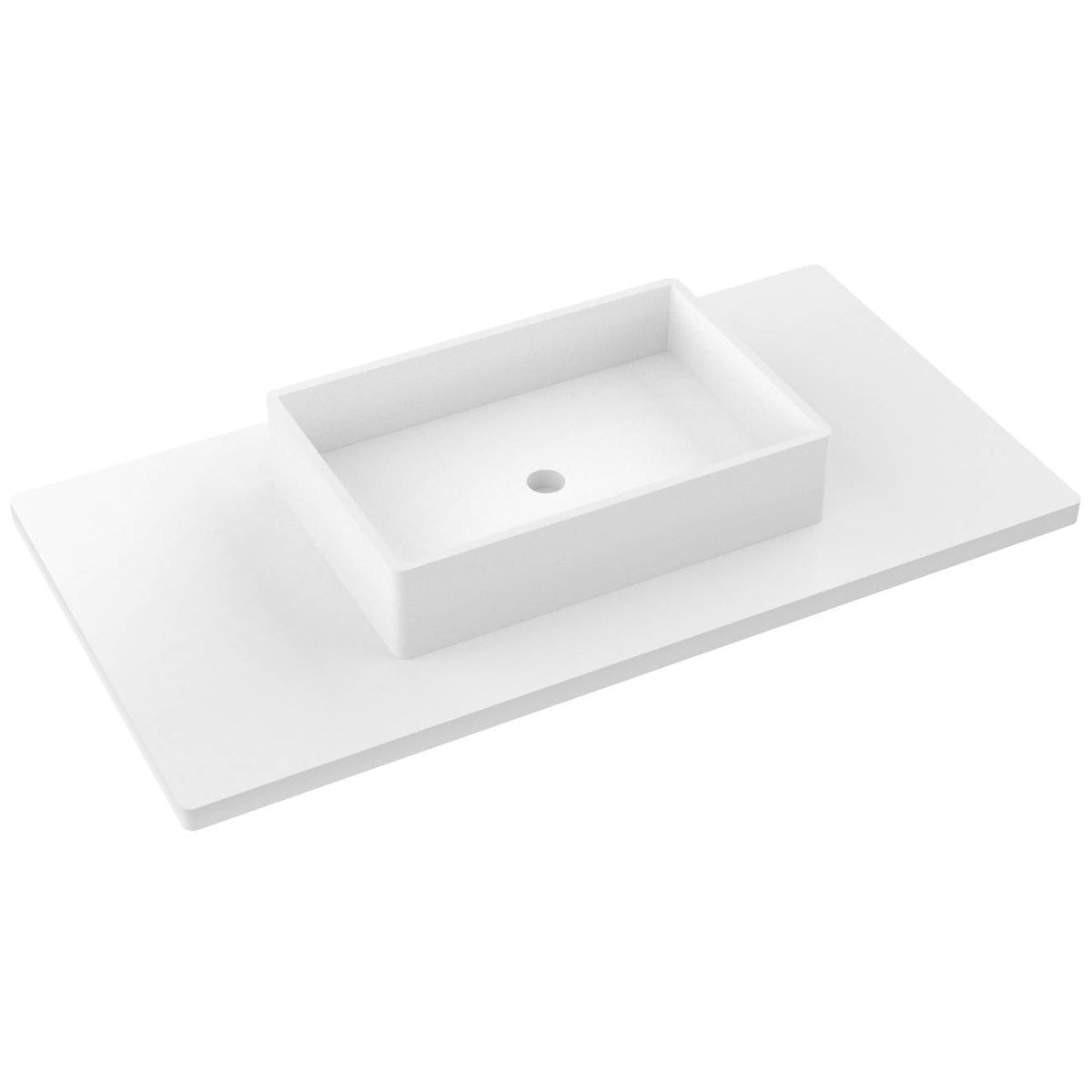 Vanderloc 43&quot; Silestone® Quartz Vanity Top Single Vigo Centered Sink – White Zeus – No Hole – Not Included