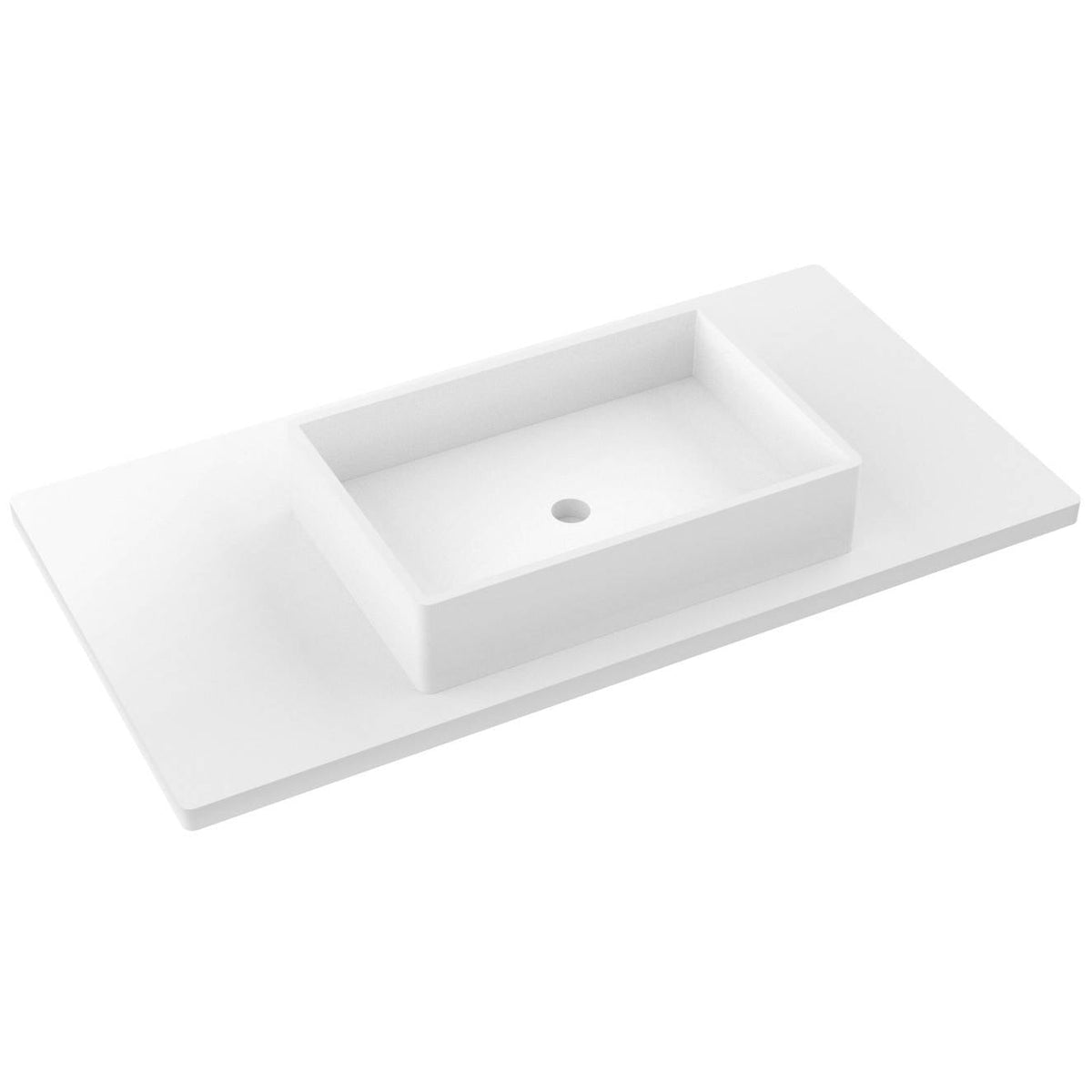 Vanderloc 43&quot; Silestone® Quartz Vanity Top Single Vigo Centered Sink – White Zeus – Single Hole – Not Included