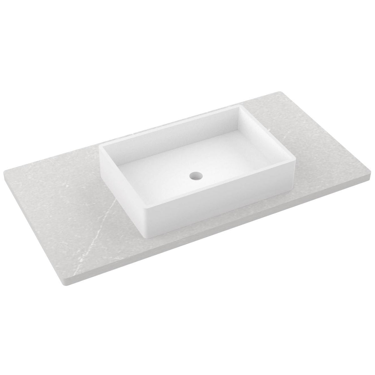 Vanderloc 43&quot; Silestone® Quartz Vanity Top Single Vigo Centered Sink – Desert Silver – Widespread – Not Included